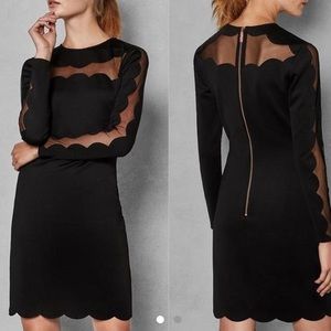 Ted Baker Black Serenity joyous bodycon scalloped dress